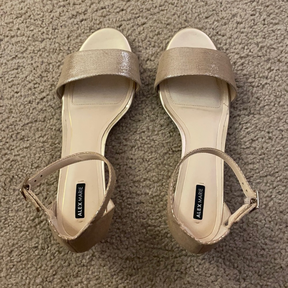 Alex Marie Gold Wedged Sandals